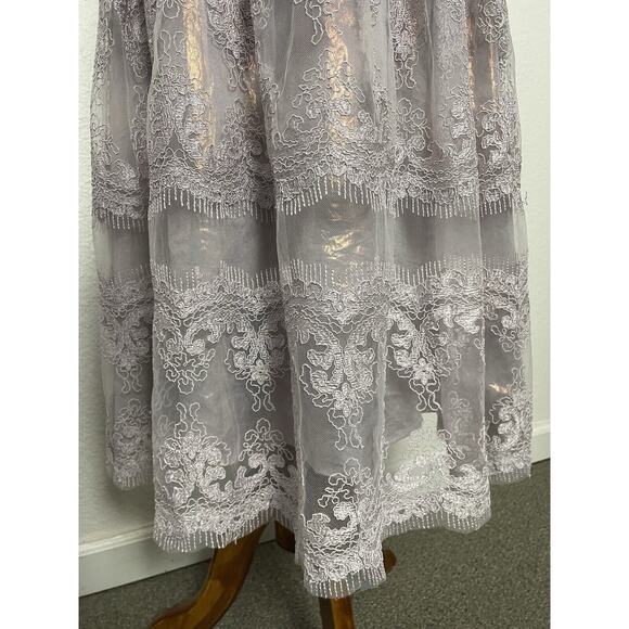 Cachet Dress Midi Strapless Embroidered Cocktail - Picture 5 of 12